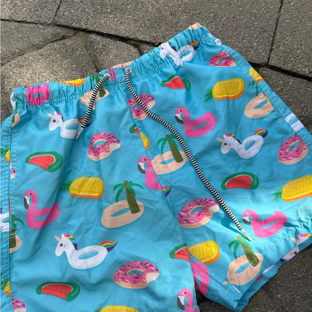 DandyDelight Men's Tropical Print Swim Shorts - Aqua